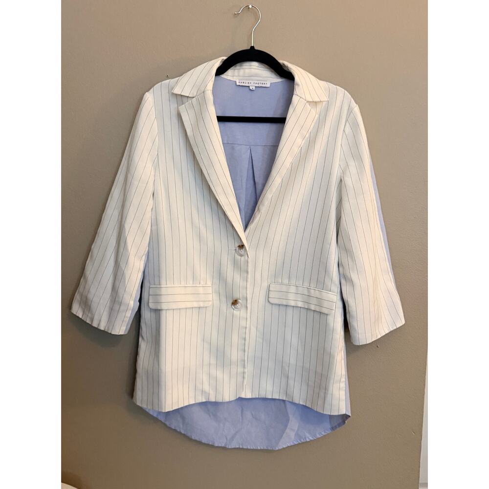 English Factory Spring Summer Pinstripe Blazer Jacket White Small NWOT